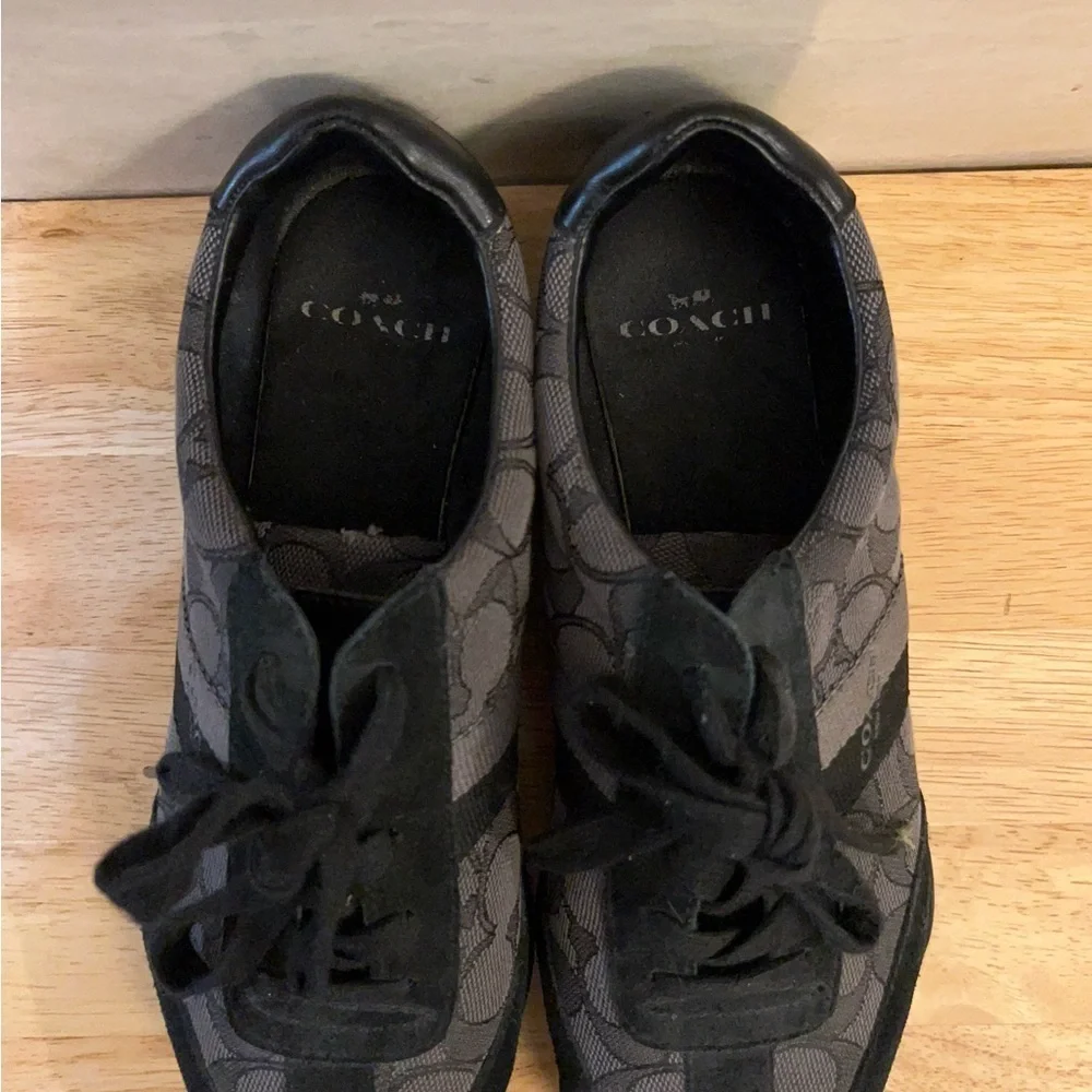 Coach Kelson Signature canvas and suede sneakers in a black and grey colorway